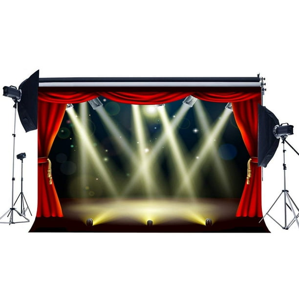 Leowefowa 5X3FT Circus Backdrop Stage Twinkle Stars Banner Red Stage Kids Birthday Show Backdrops for Photography Theatre Polyester Photo Background Boys Girls Party Studio Props 